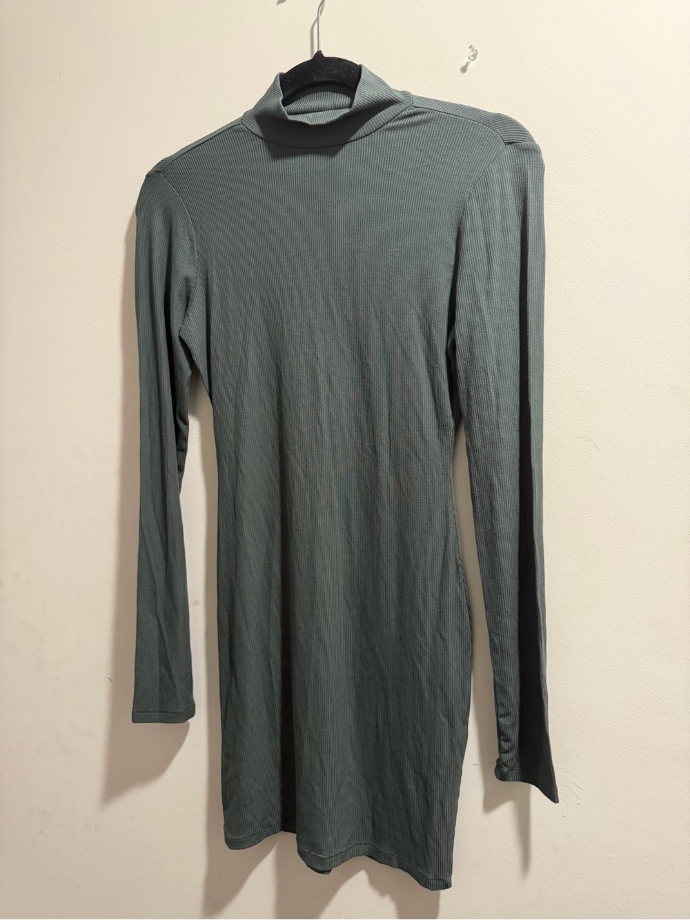 SKIMS Ribbed Long Sleeve Midi Dress in Sage